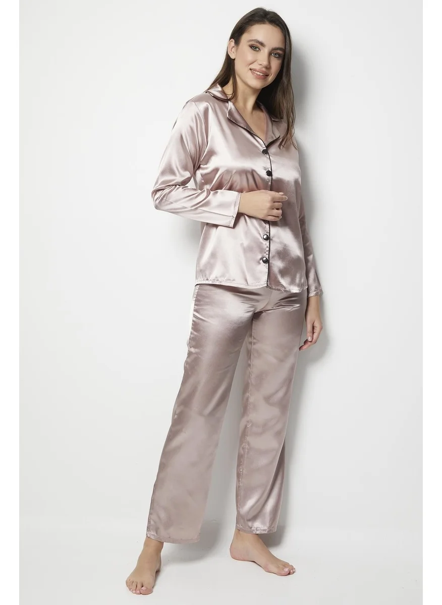 Miorre Long Sleeve Women's Pajama Set Satin