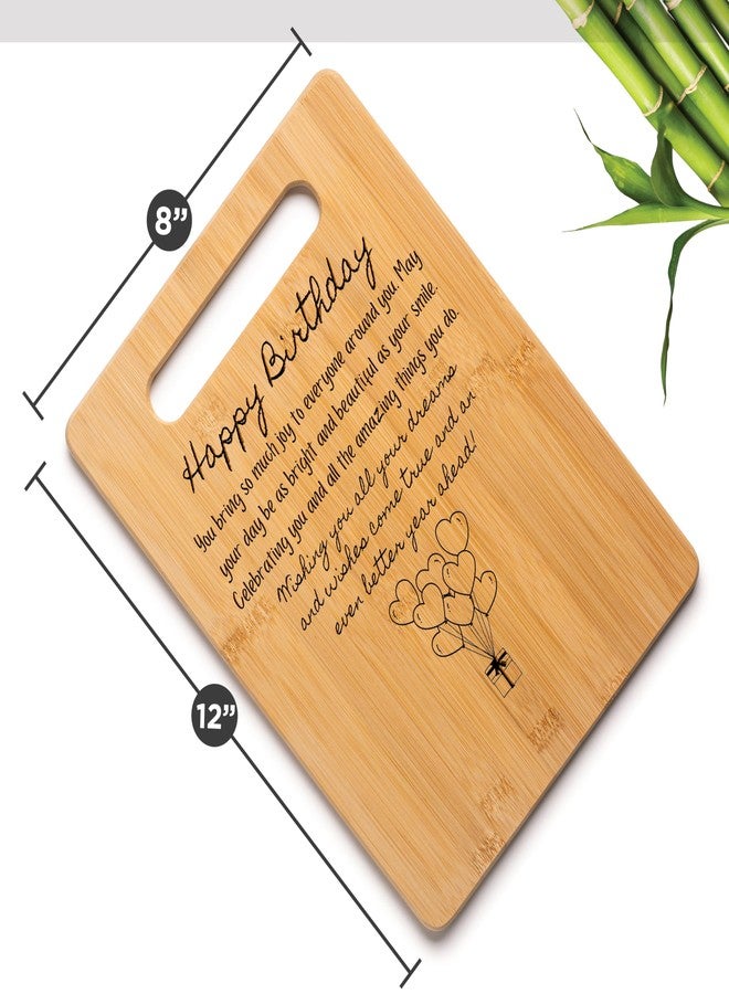 Bambüsi Gift for Birthday - Happy Birthday! You Bring So Much Joy to Everyone Around You. May Your Day Be as Bright and Beautiful as Your Smile - Decorative Bamboo Cutting Board with Handle, 12" x 8" - Image 3