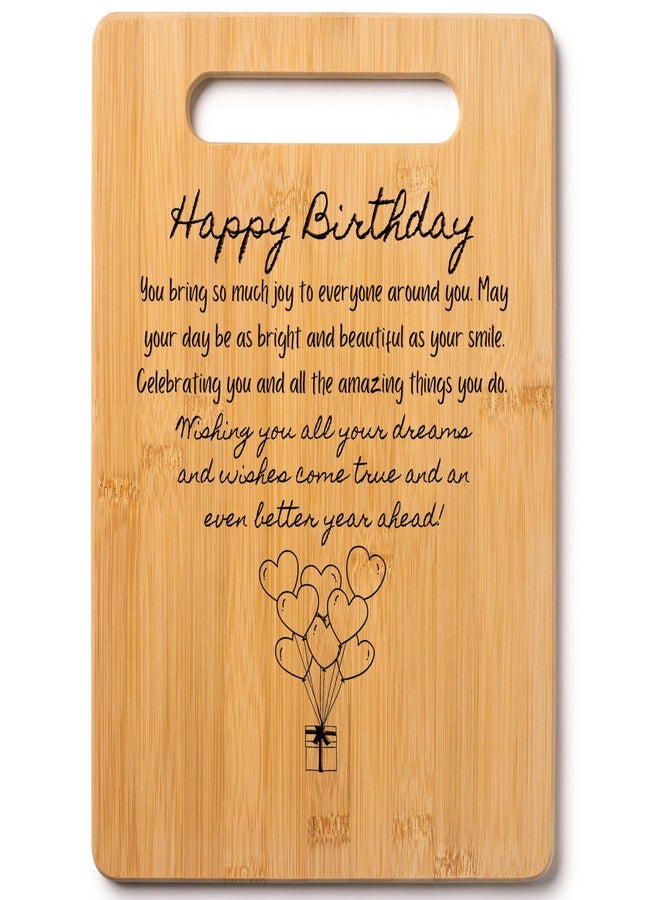 Bambüsi Gift for Birthday - Happy Birthday! You Bring So Much Joy to Everyone Around You. May Your Day Be as Bright and Beautiful as Your Smile - Decorative Bamboo Cutting Board with Handle, 12" x 8" - Image 1