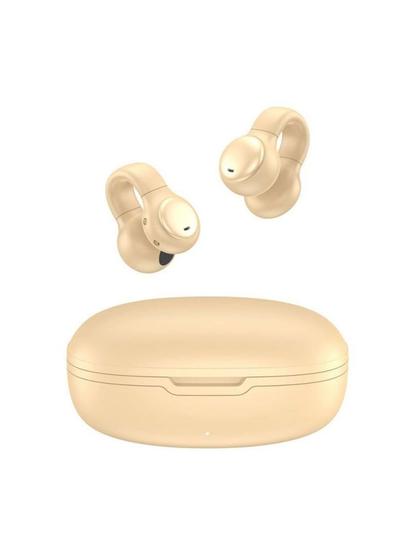 VA29 Wireless Ear Clip Earbuds, Open Ear Bluetooth Headphones, Lightweight & Comfortable, Bone Conduction Technology, Light Beige Color, Hearing Protection, 4-5 Hours Continuous Playtime, Soft Silicone Material - Image 2