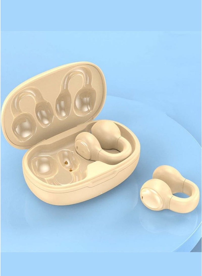 VA29 Wireless Ear Clip Earbuds, Open Ear Bluetooth Headphones, Lightweight & Comfortable, Bone Conduction Technology, Light Beige Color, Hearing Protection, 4-5 Hours Continuous Playtime, Soft Silicone Material - Image 5