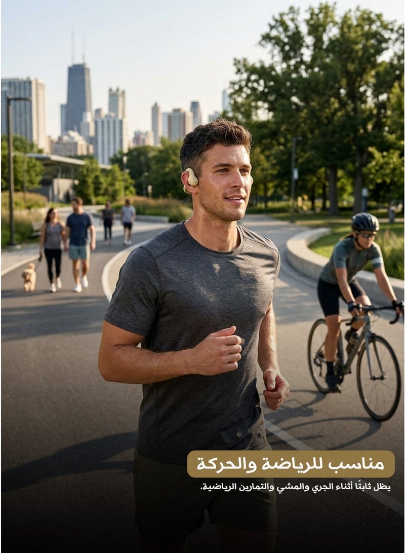 VA29 Wireless Ear Clip Earbuds, Open Ear Bluetooth Headphones, Lightweight & Comfortable, Bone Conduction Technology, Light Beige Color, Hearing Protection, 4-5 Hours Continuous Playtime, Soft Silicone Material - Image 3