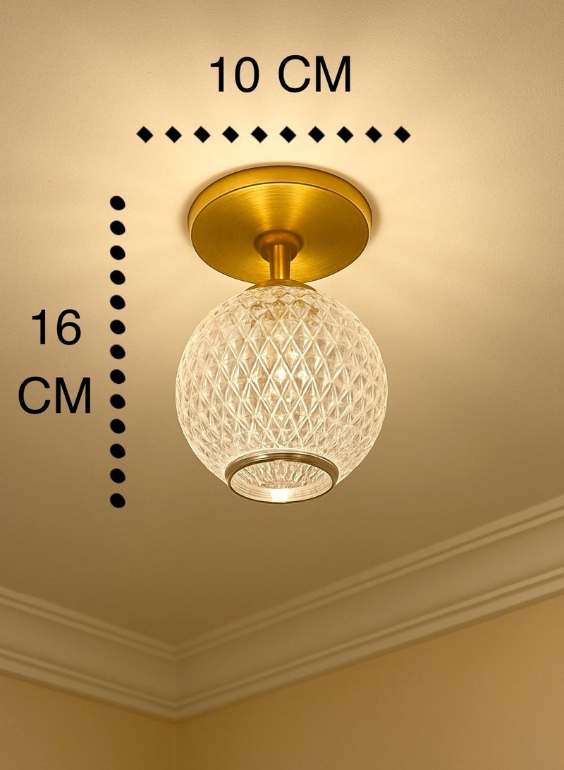 لطش سقف مودرن بكرة زجاج كريستالية – 3 إضاءات – مقاس 17×10 سم  - Image 5