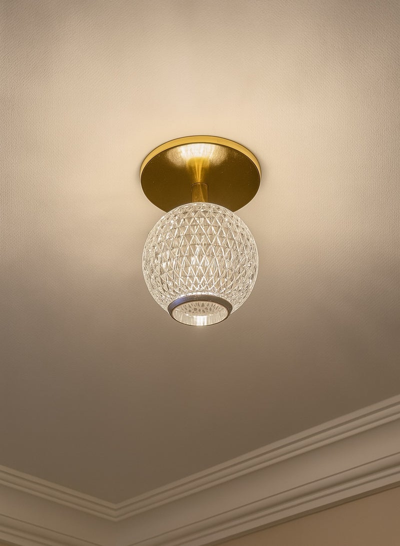 لطش سقف مودرن بكرة زجاج كريستالية – 3 إضاءات – مقاس 17×10 سم  - Image 2