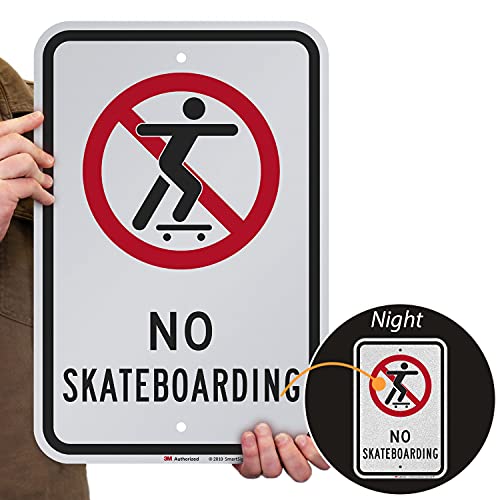 SmartSign "No Skateboarding" Sign | 12" x 18" 3M Engineer Grade Reflective Aluminum - Image 2
