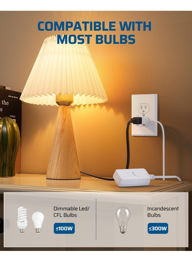 ديوينويلز مفتاح تعتيم إضاءة DEWENWILS للمصباح، تعتيم إضاءة مصباح الطاولة لمصابيح LED/CFL القابلة للتعتيم والمصابيح المتوهجة، تحكم منزلق كامل النطاق، تعتيم إضاءة سلك التمديد، معتمد من UL، أبيض، عبوة من قطعتين - Image 2