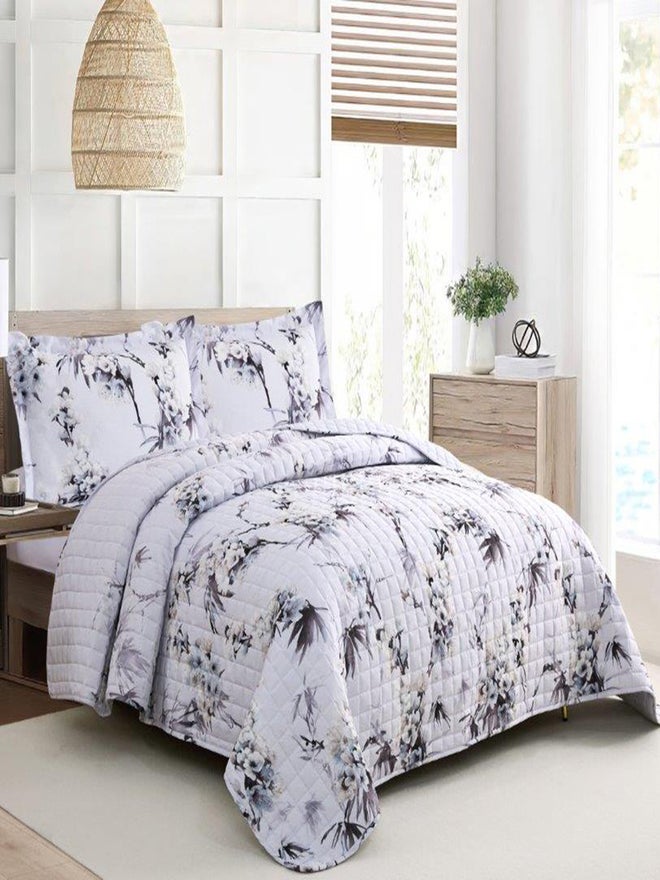 VALENTINI 4-Piece Microfiber Printed Bedspread King Set - Image 1