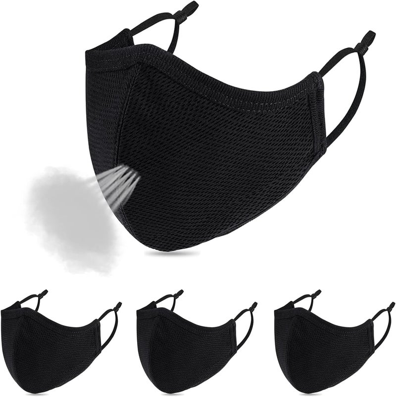 comfso Black Face Mask,Cloth Reusable Face Masks, Adjustable Ear Loops, Travel Masks, Breathable Adult Masks Washable for Men Women - Image 1
