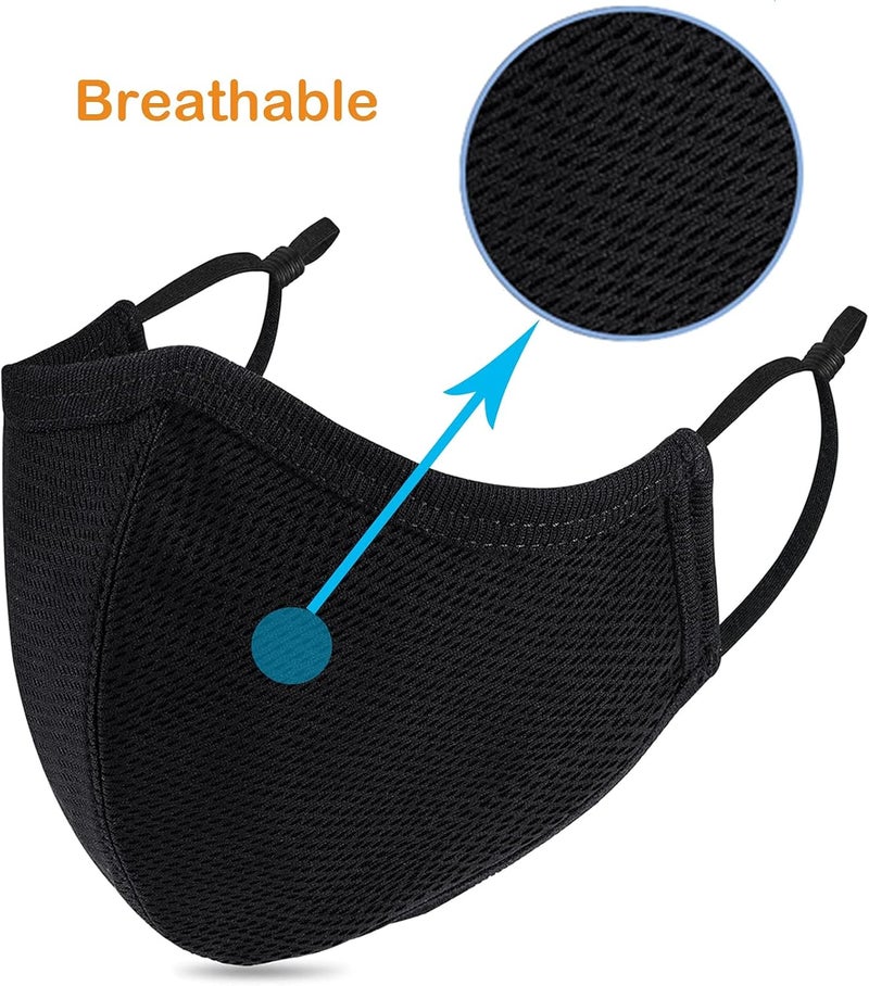 comfso Black Face Mask,Cloth Reusable Face Masks, Adjustable Ear Loops, Travel Masks, Breathable Adult Masks Washable for Men Women - Image 4