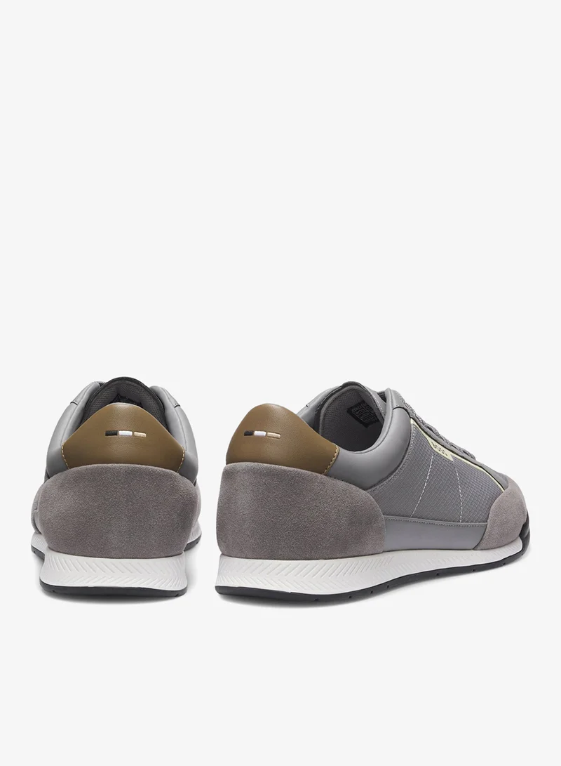 BOSS Mixed-material trainers with stitched detailing
