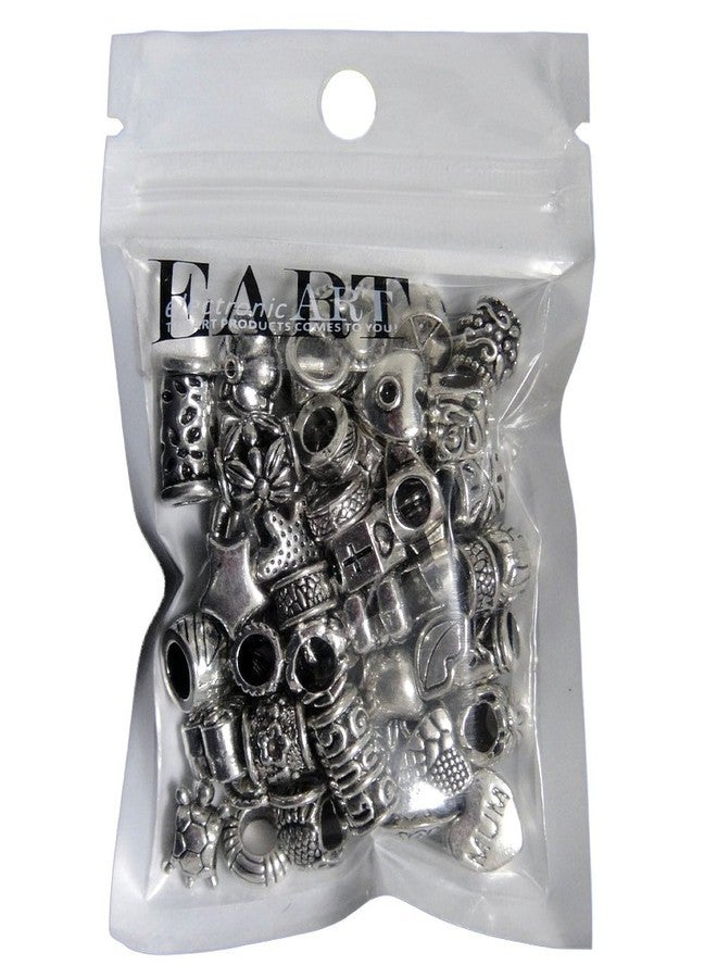 روبيكا مجموعة خرز روبيكا الفضي التبتي، 60 قطعة، فواصل خرز سائبة، مناسبة لأساور الخرز الأوروبية، تشكيلة متنوعة، مثالية للأعمال اليدوية. - Image 2