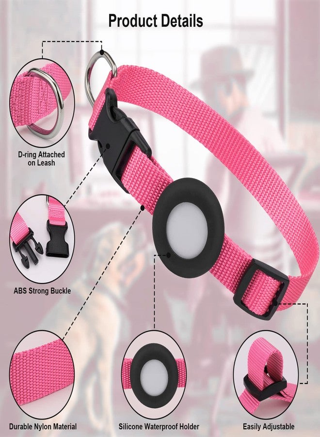 SimpleThings Adjustable AirTag Collar with Durable Quick Snap Buckle, Imitation Nylon Collar with Waterproof Apple Airtag Holder for Small Dogs (6"-16", Light Pink) - Image 2