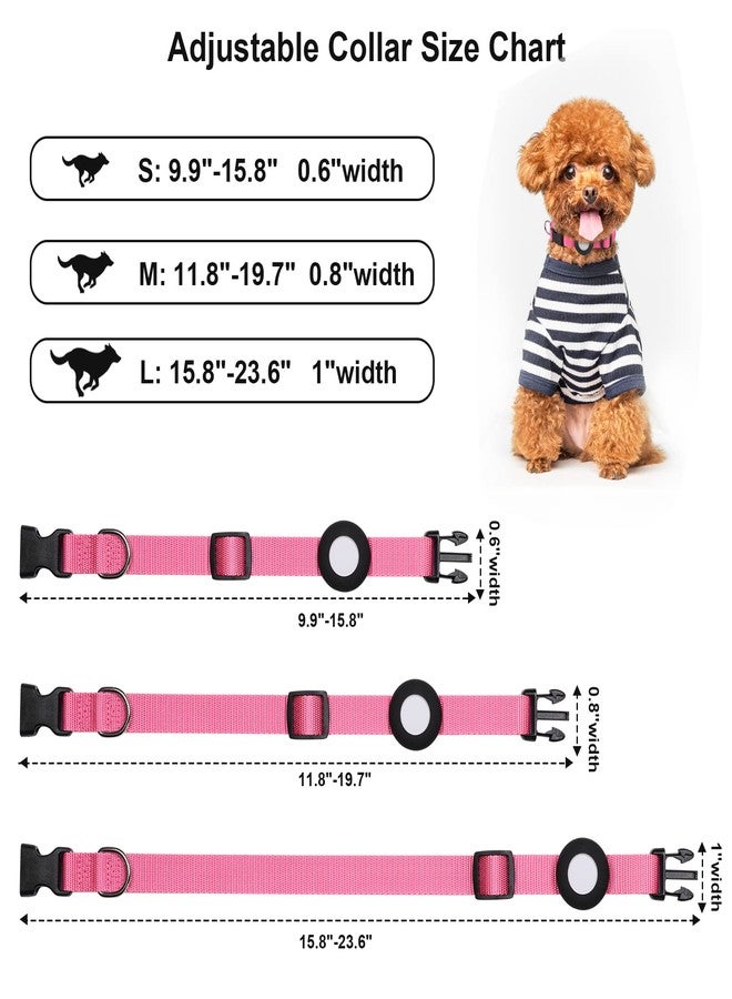 SimpleThings Adjustable AirTag Collar with Durable Quick Snap Buckle, Imitation Nylon Collar with Waterproof Apple Airtag Holder for Small Dogs (6"-16", Light Pink) - Image 3