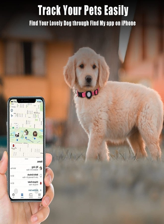 SimpleThings Adjustable AirTag Collar with Durable Quick Snap Buckle, Imitation Nylon Collar with Waterproof Apple Airtag Holder for Small Dogs (6"-16", Light Pink) - Image 4