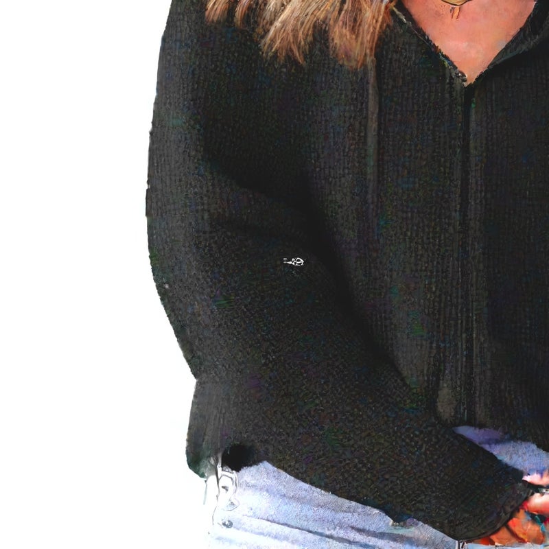 Women's Waffle Knit Hooded Drawstring Long Sleeve Sweatshirt Casual Pullover - Image 5