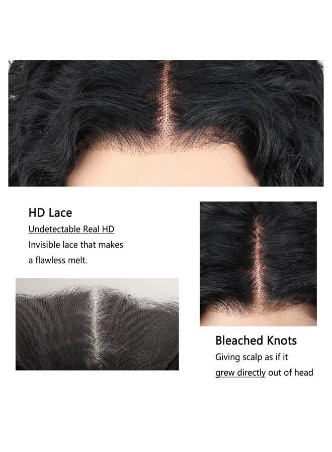 iJOY Burmese Curly Human Hair Wig 13x4 Lace Front Wigs 180 Density Pre Plucked Brazilian Tiny Knots 18 Inch Lace Frontal Wig Natural Black Blend Curly - Image 2