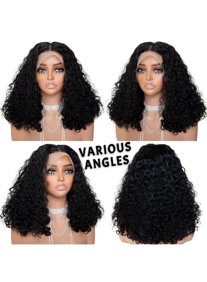 iJOY Burmese Curly Human Hair Wig 13x4 Lace Front Wigs 180 Density Pre Plucked Brazilian Tiny Knots 18 Inch Lace Frontal Wig Natural Black Blend Curly - Image 5