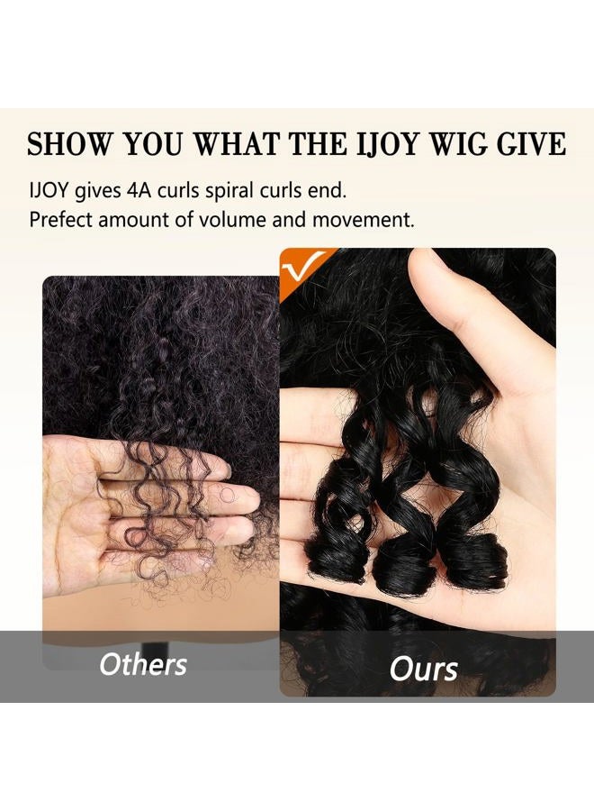iJOY Burmese Curly Human Hair Wig 13x4 Lace Front Wigs 180 Density Pre Plucked Brazilian Tiny Knots 18 Inch Lace Frontal Wig Natural Black Blend Curly - Image 4