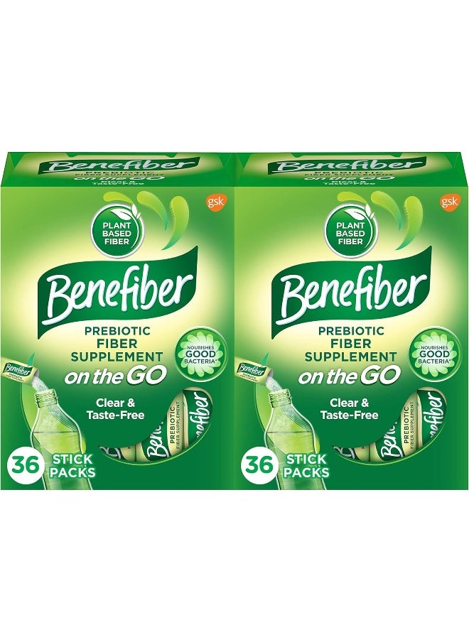 Benefiber Benefiber On The Go Prebiotic Fiber Supplement Powder for Digestive Health, Daily Fiber Powder, Unflavored Powder Stick Packs - 36 Sticks (Pack of 2)  - Image 1