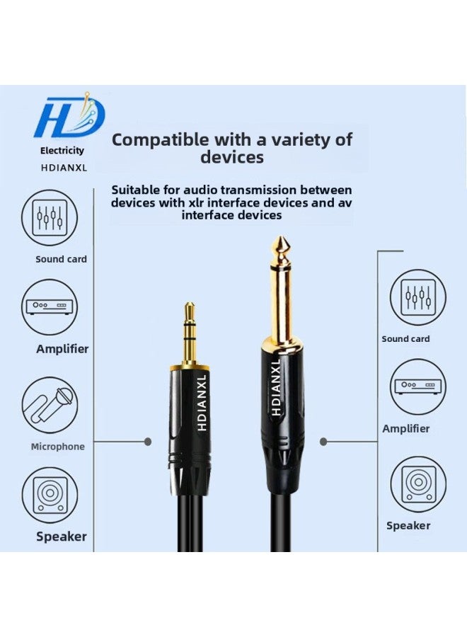 One-to-two Two-channel Computer Mobile Phone With Mixer Amplifier Audio Box Line 3.5 To Double 6.35mm Audio Line-Color:3.5mm To Double Av Lotus Double Sheath With Shield-Length:0.5m  - Image 4
