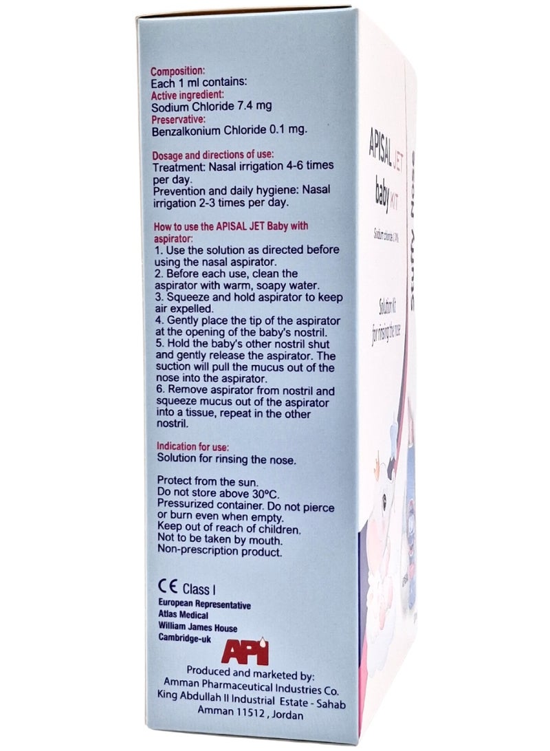 Apisal Jet Baby Nasal Spray Kit 30ml (Sterile Saline for Daily Baby Nasal Hygiene) - Image 2