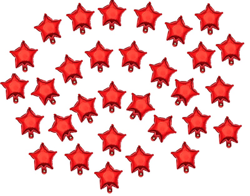 Krisah Pack of 30, 9 inch Foil Mini Star Balloons RED for Birthday, Wedding, Anniversary, Party Decoration (Red) - Image 1