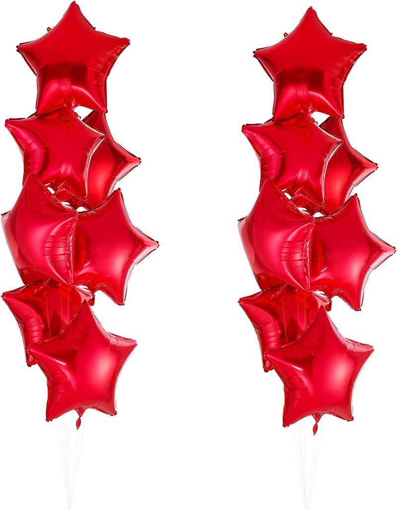 Krisah Pack of 30, 9 inch Foil Mini Star Balloons RED for Birthday, Wedding, Anniversary, Party Decoration (Red) - Image 2