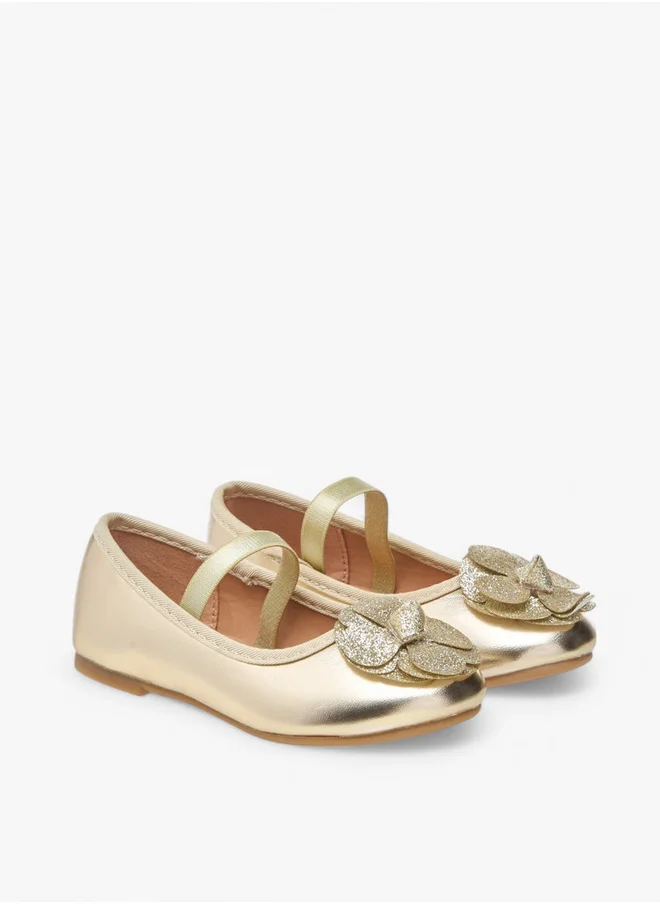Flora Bella By Shoexpress Flower Embellished Ballerina Shoes with Elastic Closure