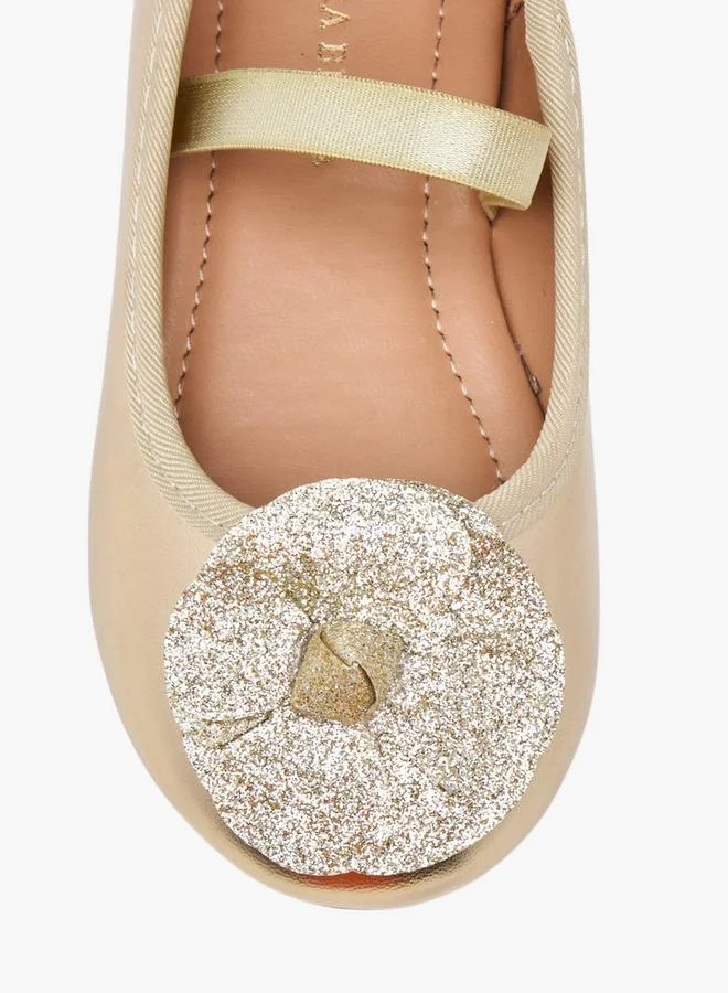Flora Bella By Shoexpress Flora Bella Flower Embellished Ballerina Shoes With Elastic Closure