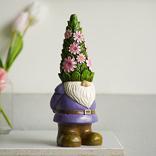 Nacome Garden Outdoor Statues Gnome with Succulent and 7 LED Lights - Lawn Decor for Patio, Balcony, Yard Ornament - Unique Housewarming Gifts - Image 2