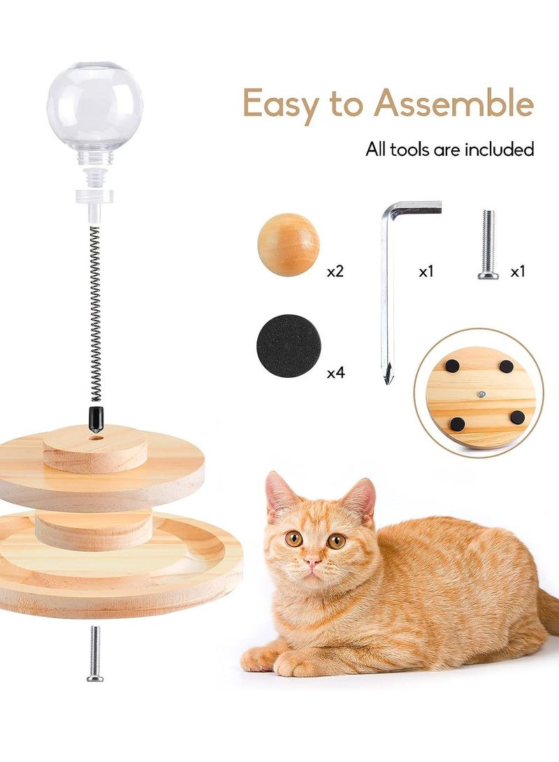 Cat ball track with interactive toys for cat feeder, leaky food ball, indoor wooden balls for cats for exercise and play. - Image 5