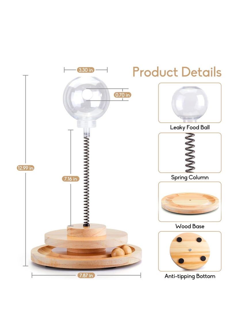Cat ball track with interactive toys for cat feeder, leaky food ball, indoor wooden balls for cats for exercise and play. - Image 1