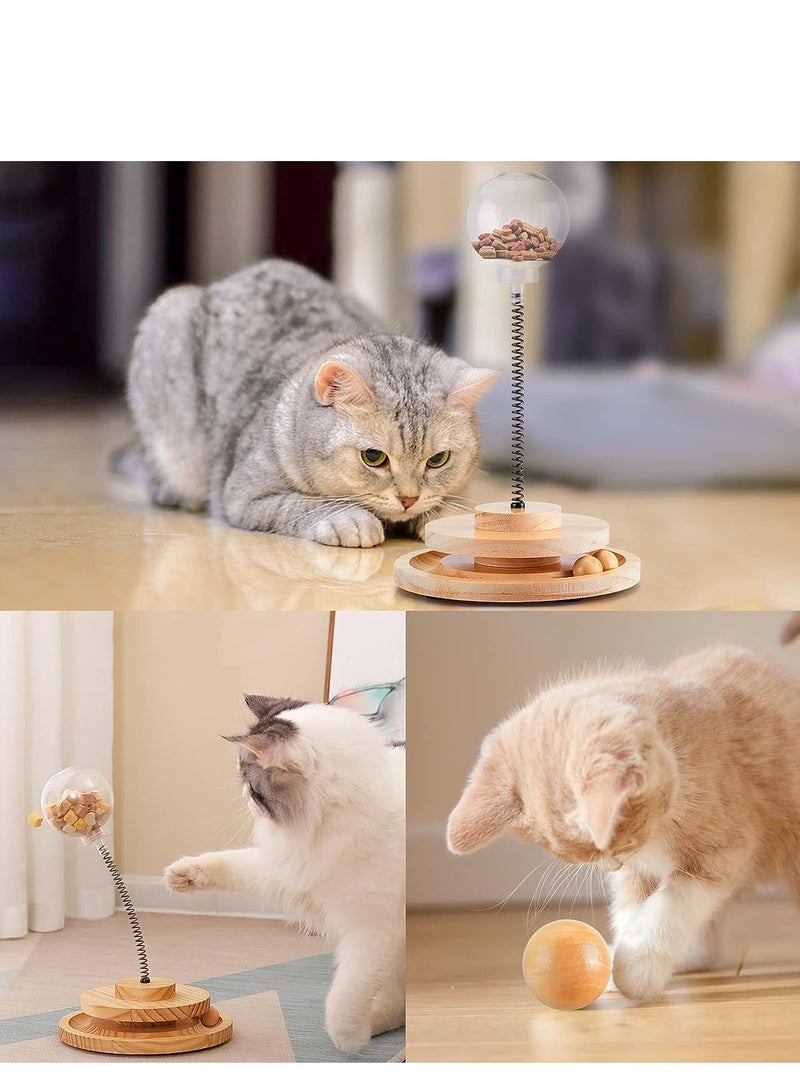 Cat ball track with interactive toys for cat feeder, leaky food ball, indoor wooden balls for cats for exercise and play. - Image 3