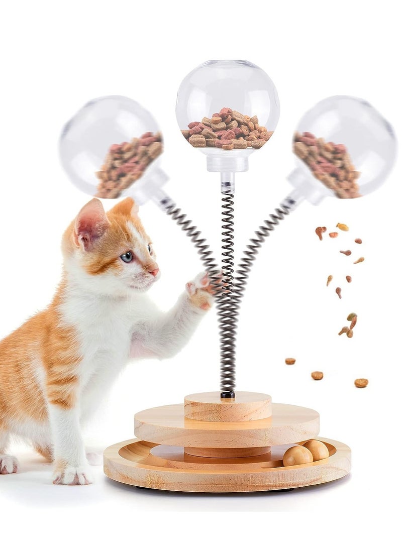 Cat ball track with interactive toys for cat feeder, leaky food ball, indoor wooden balls for cats for exercise and play. - Image 2