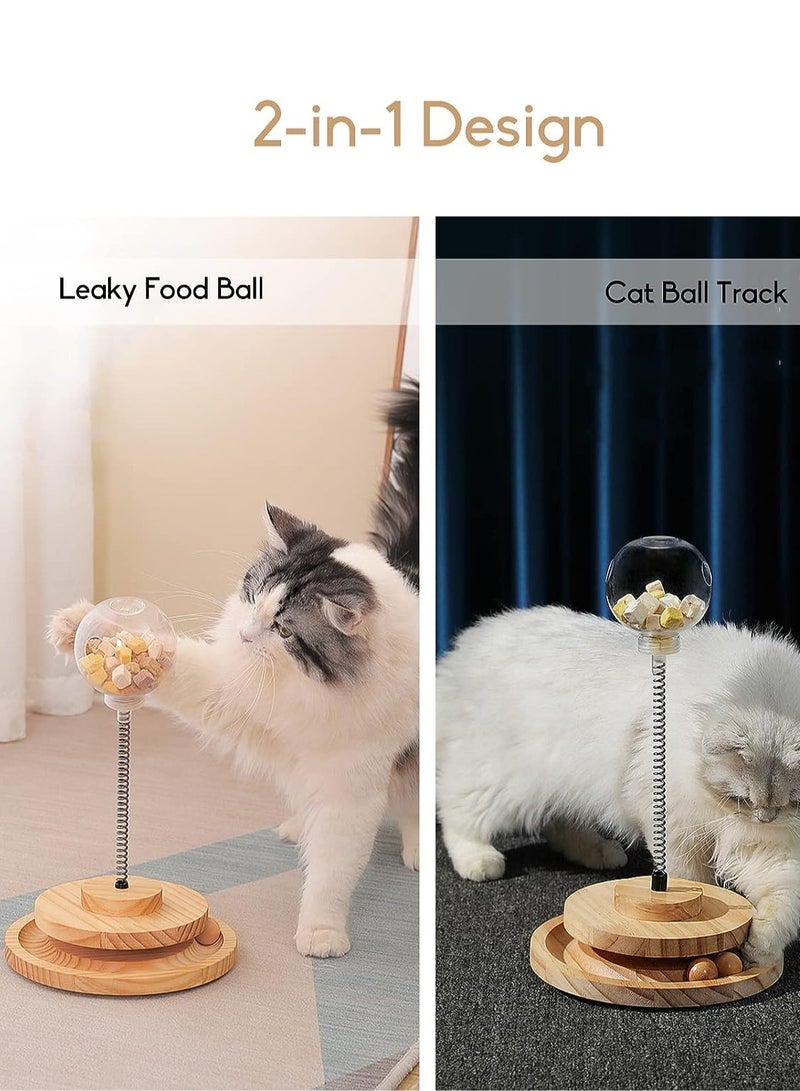 Cat ball track with interactive toys for cat feeder, leaky food ball, indoor wooden balls for cats for exercise and play. - Image 4