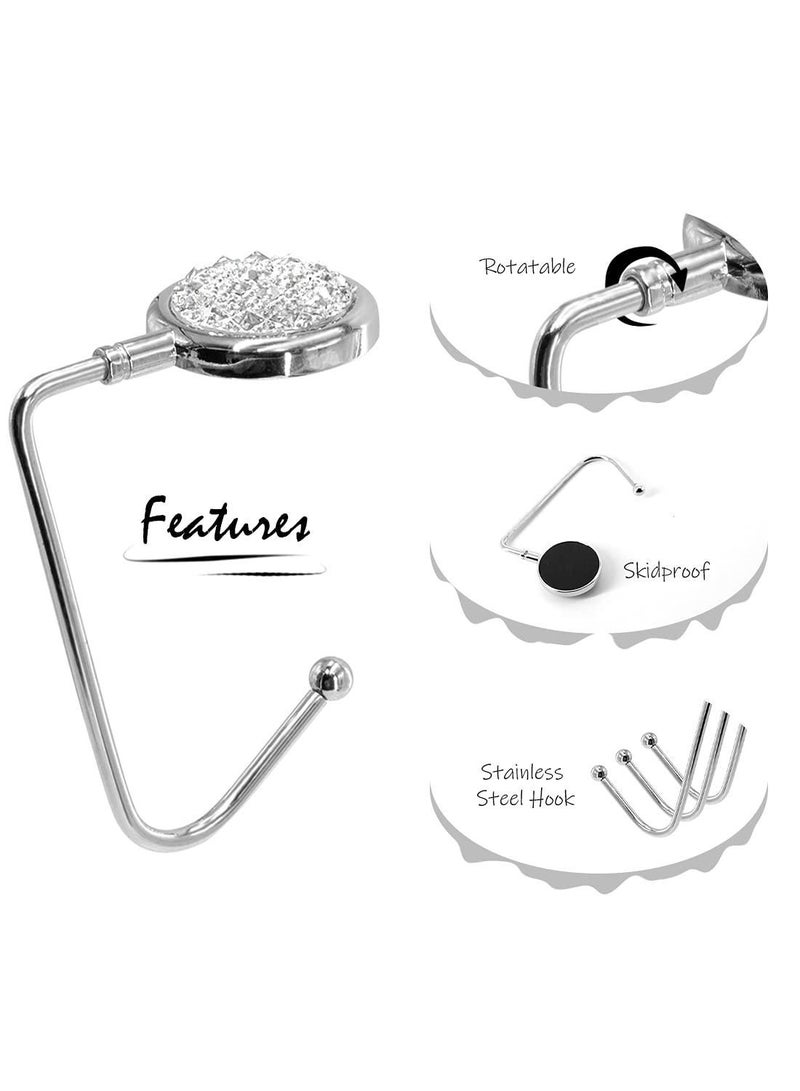 Sweet seven Stylish and Sparkling Purse Hook Set - 3 Packs Colorful Rhinestone Handbag Hangers for Tables and Desks  - Image 5