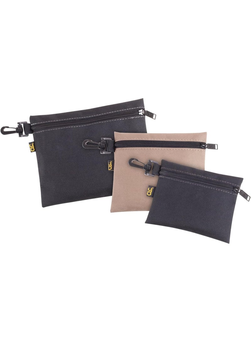 Custom Leathercraft CLC Custom Leathercraft 1100 Multi-Purpose Clip-on Zippered Poly Bags, 3 Pack 