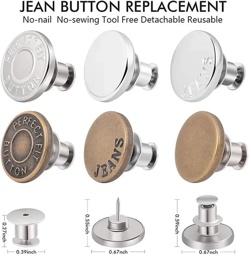 Waist Tightener Clip 160pcs/80set Button Pins Pant Adjustable Metal Pants Buttons Tightener(NO.3) - Image 4