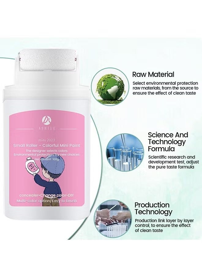 Small Roller Colorful Mini Paint,Portable Wall Repair Paint Wall Mending Agent Wall Spackle with Roll Brush Wall Surface Hole Fill Quick and Easy Solution White Wall - Image 3