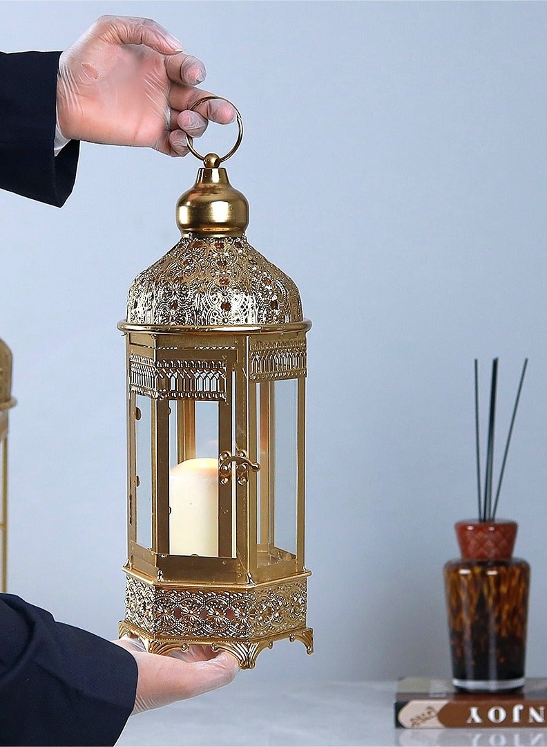 الهدايا مول  فانوس رمضاني بتصميم أنيق ومميز – ذهبي – 42×14 سم - Image 2