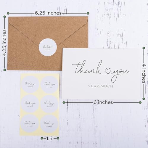 Durabasics 120 Thank You Cards with Envelopes to Express Gratitude – Wedding Thank You Cards with Envelopes & Stickers - For Any Occasion - Bridal Shower, Engagement, Graduation & More, 4" x 6" - Image 3
