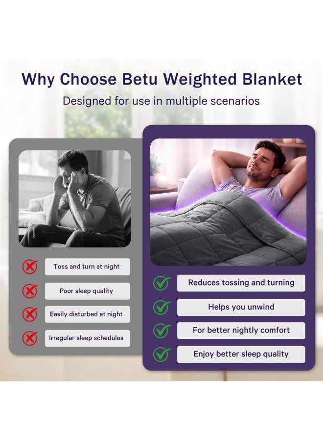 BETU Weighted Blanket for Adults 20lbs, 78"x86", King Size Cooling Heavy Throw Blanket for 130-220lbs, Microfiber Soft Thick Big Blankets Weighted Comforter Breathable Gift for Sleeping, Grey - Image 5