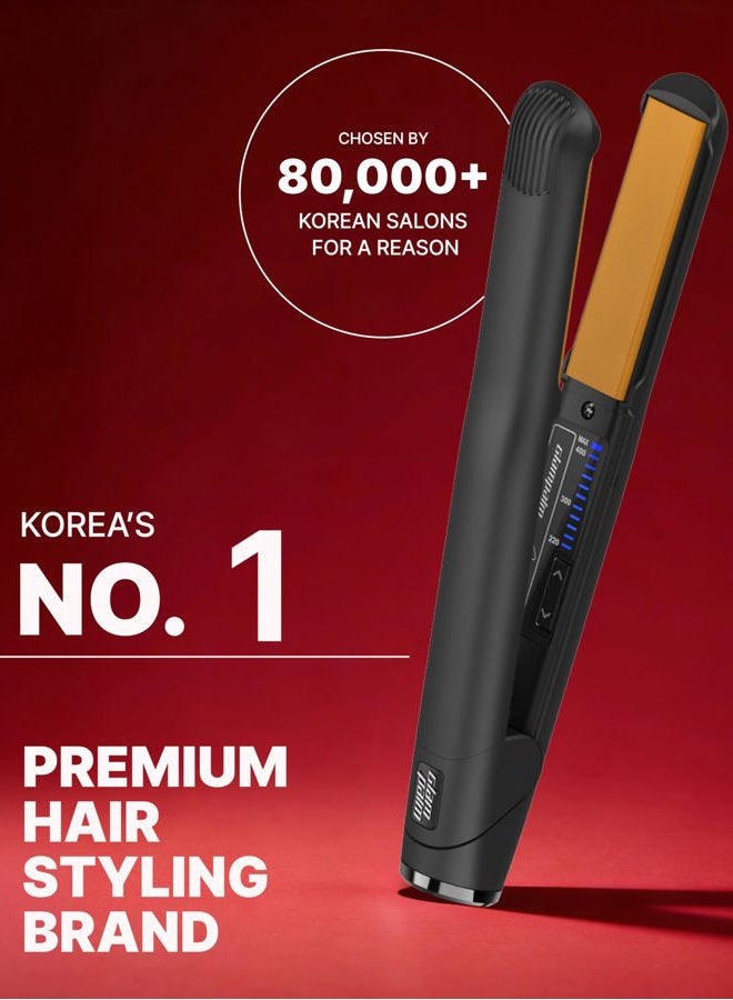 GLAMPALM Hair Straightener 1" Ceramic Flat Iron Infused with Vita C, Korea's No.1 Professional Salon Tool with 3D Swivel Cord & Dual Voltage,11 Heat Settings(220°–450°), 25s Fast Heat-Up (GP201) - Image 3