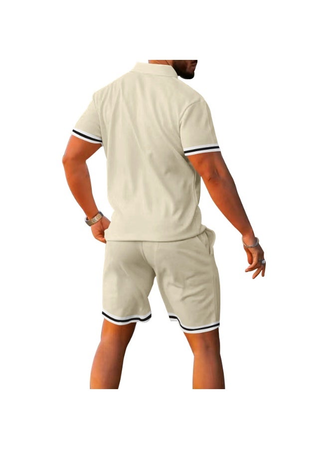 Loose Casual Men's Sportswear Set Short Sleeve POLO Shirt And Shorts  Summer Trendy Button up Male Fashion - Image 2
