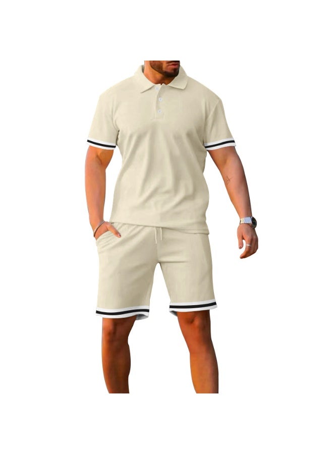 Loose Casual Men's Sportswear Set Short Sleeve POLO Shirt And Shorts  Summer Trendy Button up Male Fashion - Image 1
