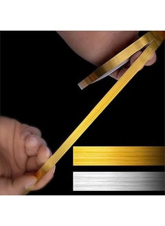 Excefore Graphic Art Tape Gold Tone Metalized Tape 1Cm*50M Diy Graphic Tape For Detailing Accent Wall Graphic Arts Detailing Wall Wardrobe Bathroom Floor Tile Car Stripe Stickers  - Image 2