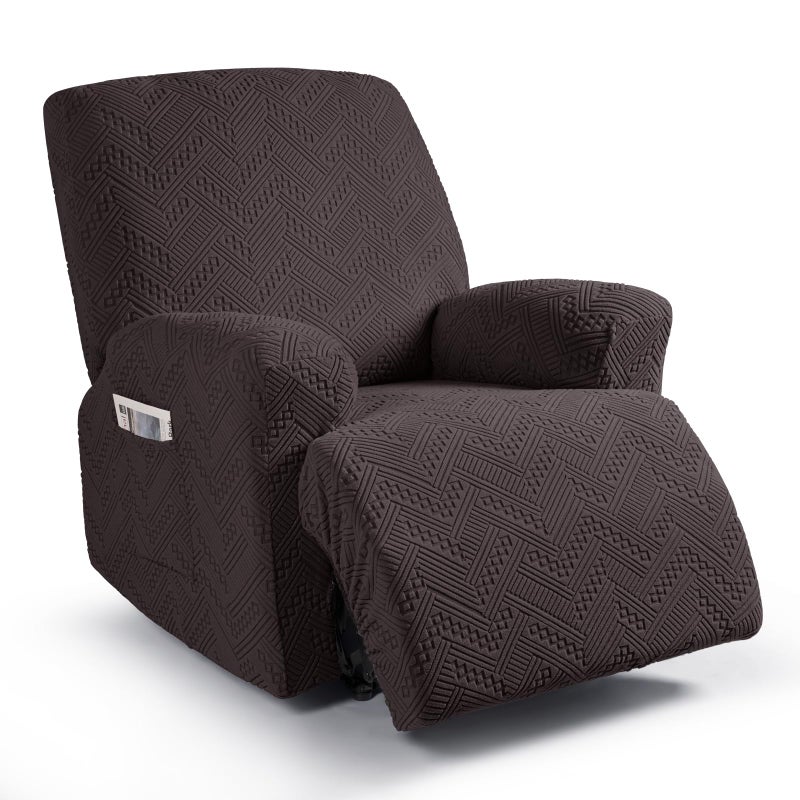Ruaozz Recliner Sofa Covers Oversized Recliner Chair Covers Recliner Covers for Reclining Chair with Pockets Washable Furniture Protector with Elastic Bottom 1 SeaterX Large Chocolate