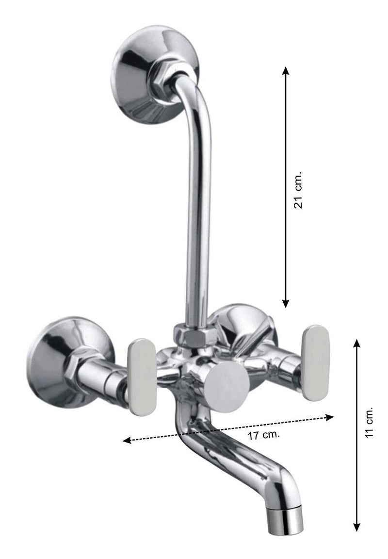 DRIZZLE Solo 2in1 Wall Mixer with Bend | Bathroom Water Mixture Brass - Image 2
