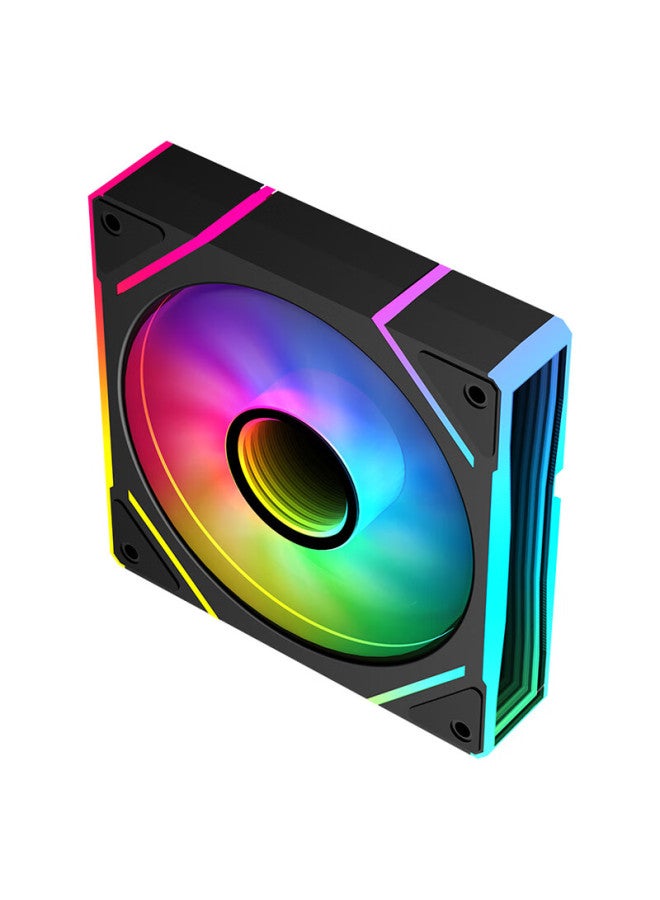 Sama Jingjie V3 Black Anti-leaf, 12cm Case Fan, Argb Infinite Mirror Light, 5v3p Light Synchronization, Small 4p-pwm Speed Adjustment, Hydraulic Bearing, Standard Shock-absorbing Pad - Image 4