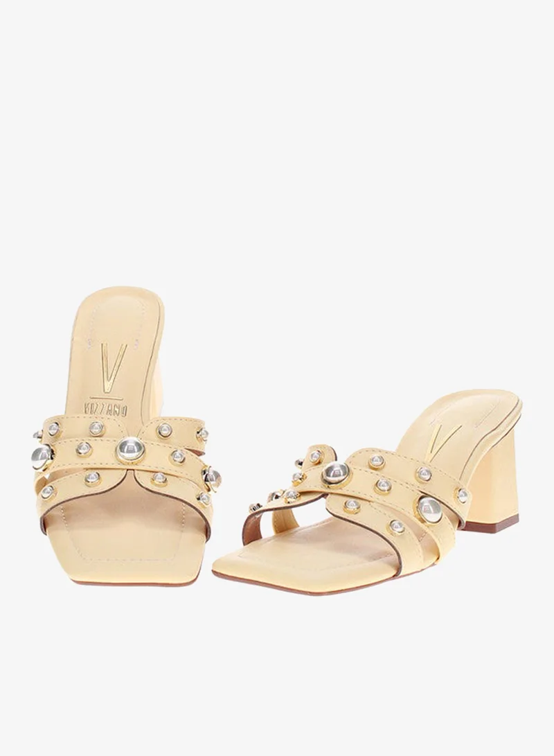 VIZZANO Yellow Mid Heels Sandals for Women – Sling Back Heel Sandals for Girls with Ankle Strap for Women | Best Price UAE